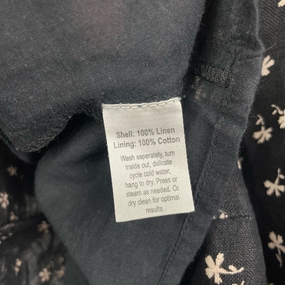 Winston White Black Floral Corset Bodice Puff Off Shoulder Mini Linen Dress‎ - Picture 8 of 9